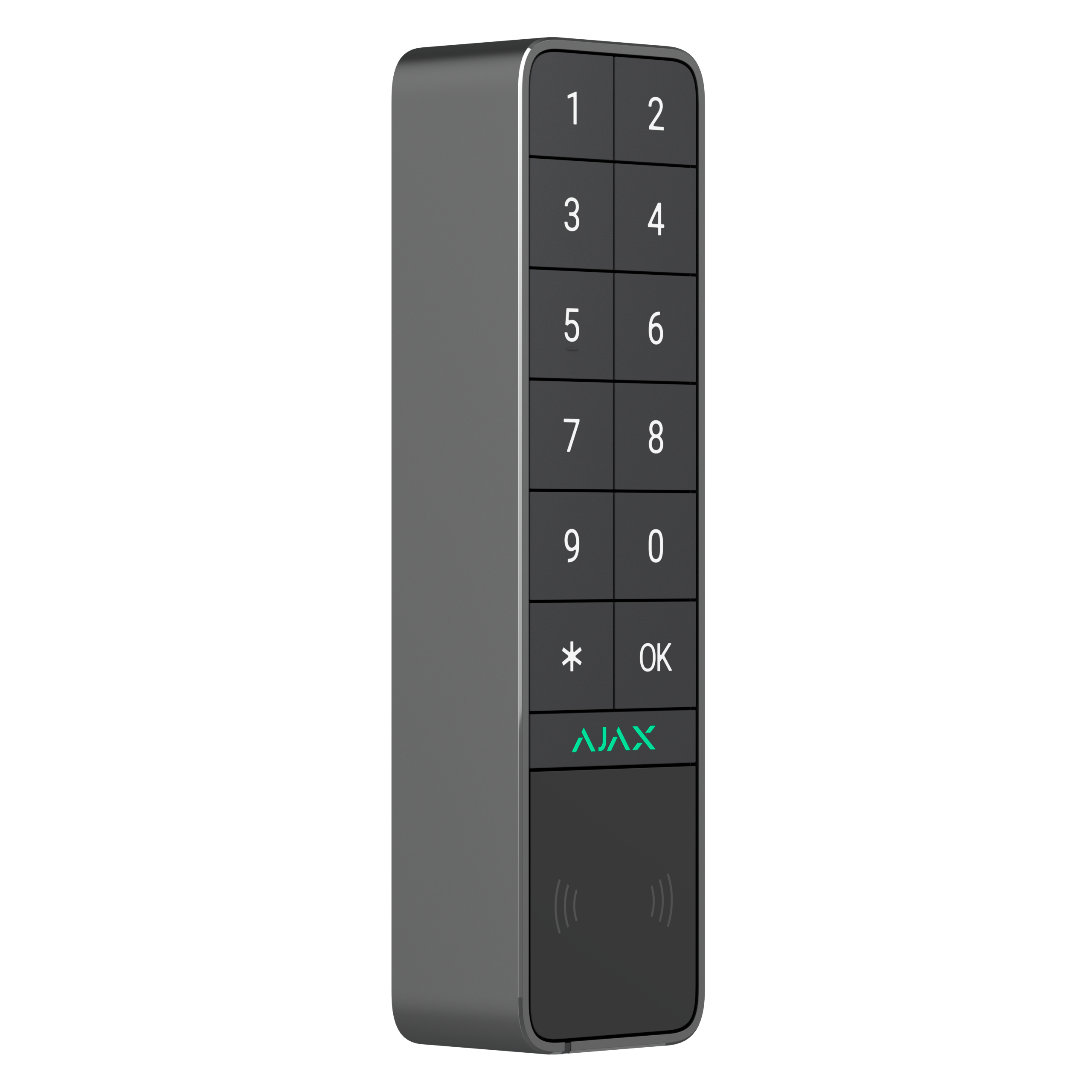 Render – Ajax KeyPad Outdoor Jeweller – graphite – front angled